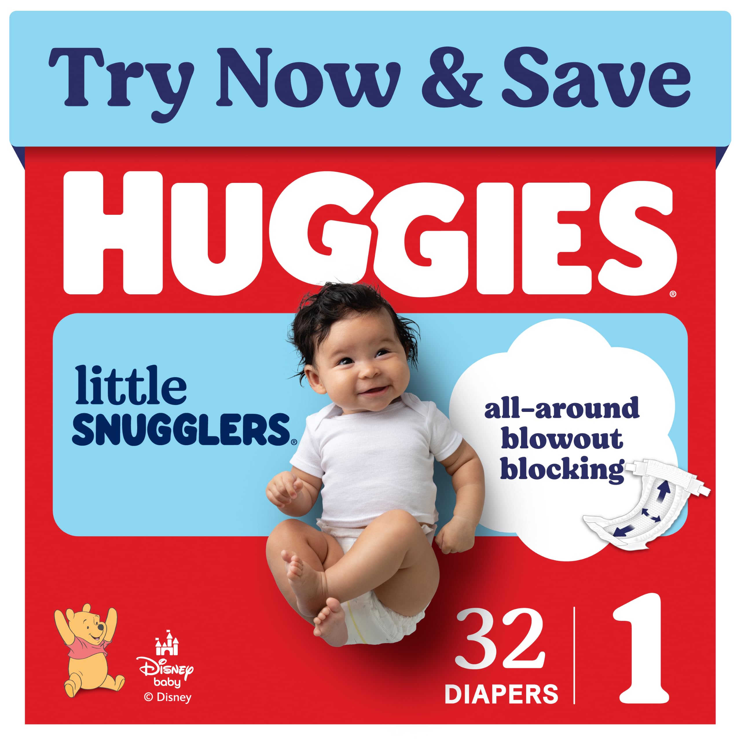 Photo 1 of Huggies Little Snugglers Diapers Size 1, 32 Count