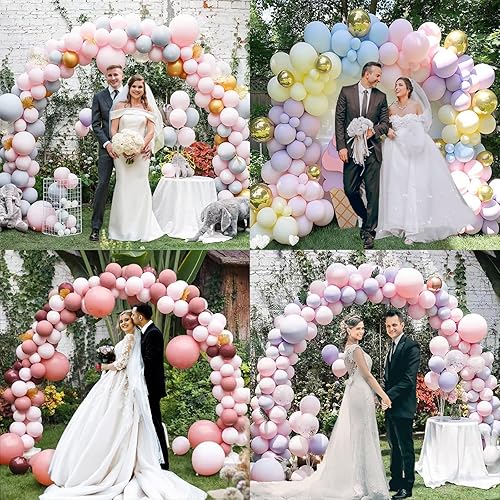 Miniatura 4 de Kit de arco de globos con base de 9 pies de altura y 10 pies de ancho, soporte de arco de globos ajustable con bombas, base rellenable de agua para