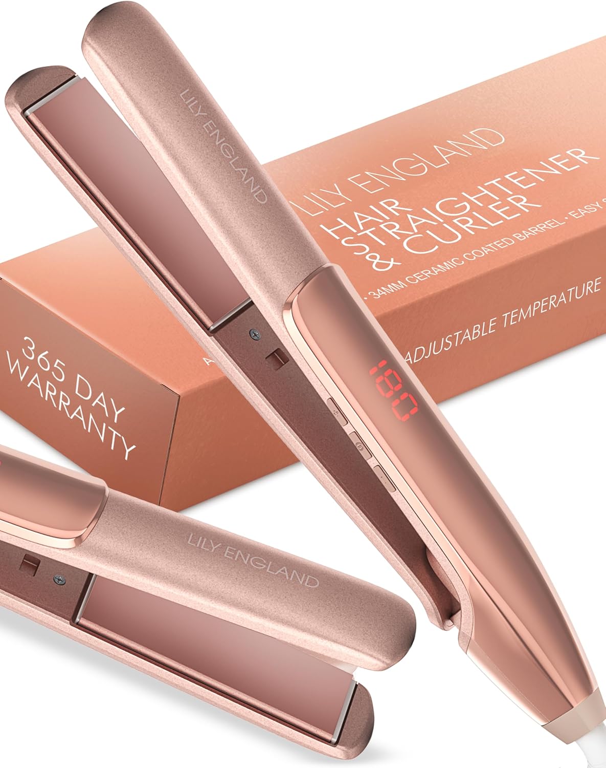 Lily England Professional Hair Straighteners for Women, Tourmaline