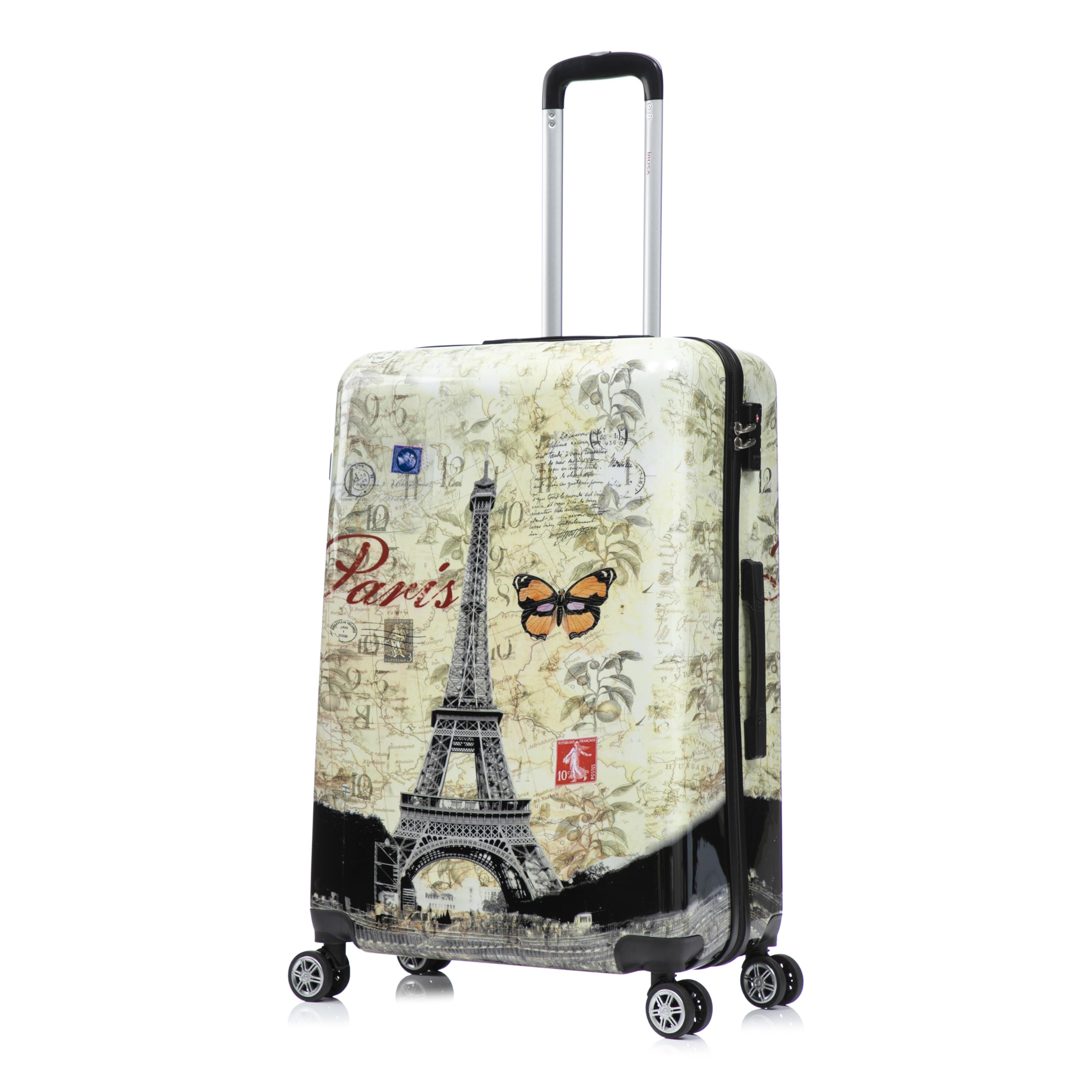 InUSA Paris Print 28-Inch Large Hardside Spinner Luggage Lightweight Travel