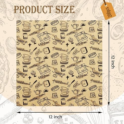 Miniatura 2 de 200 hojas de papel para alimentos, papel de envoltura de alimentos resistente a la grasa de 12 x 12 pulgadas, forro de cesta de sándwich de