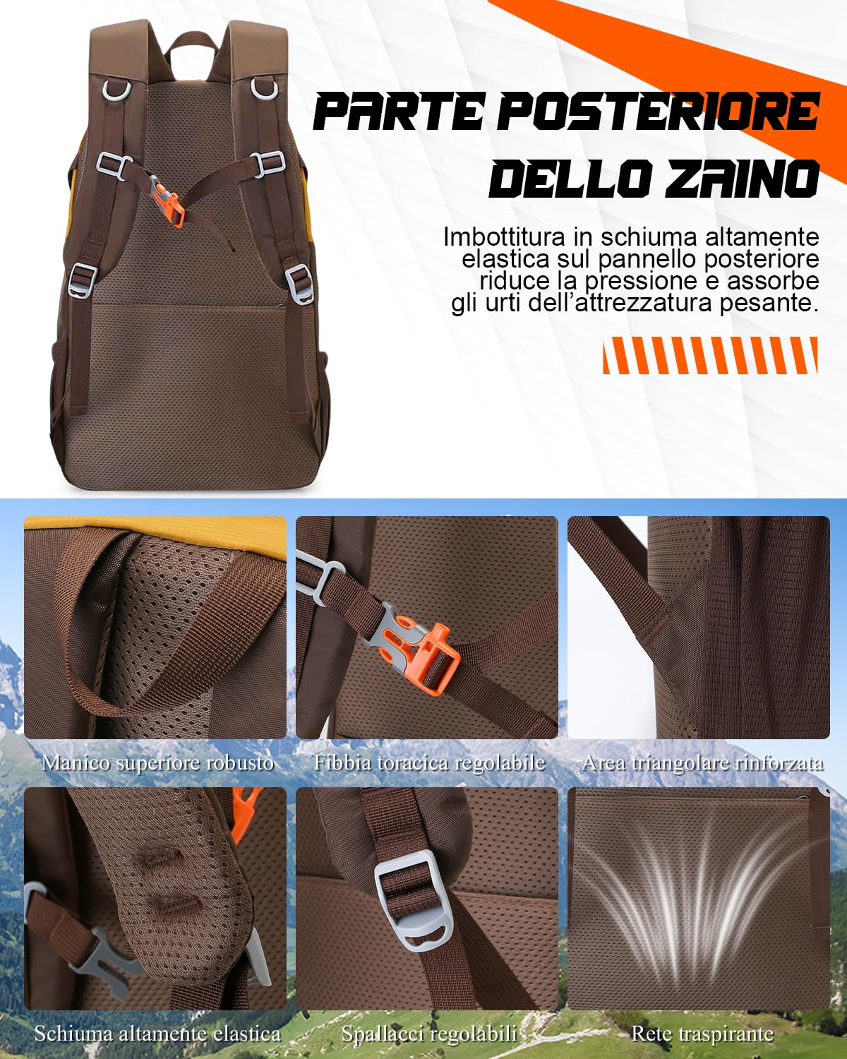 Zaino Trekking 30L,Zaino Montagna Leggero Resistente all'Acqua per Uomo e Donna,Ideale per Escursionismo,Trekking,Campeggio,Ciclismo,Arrampicata
