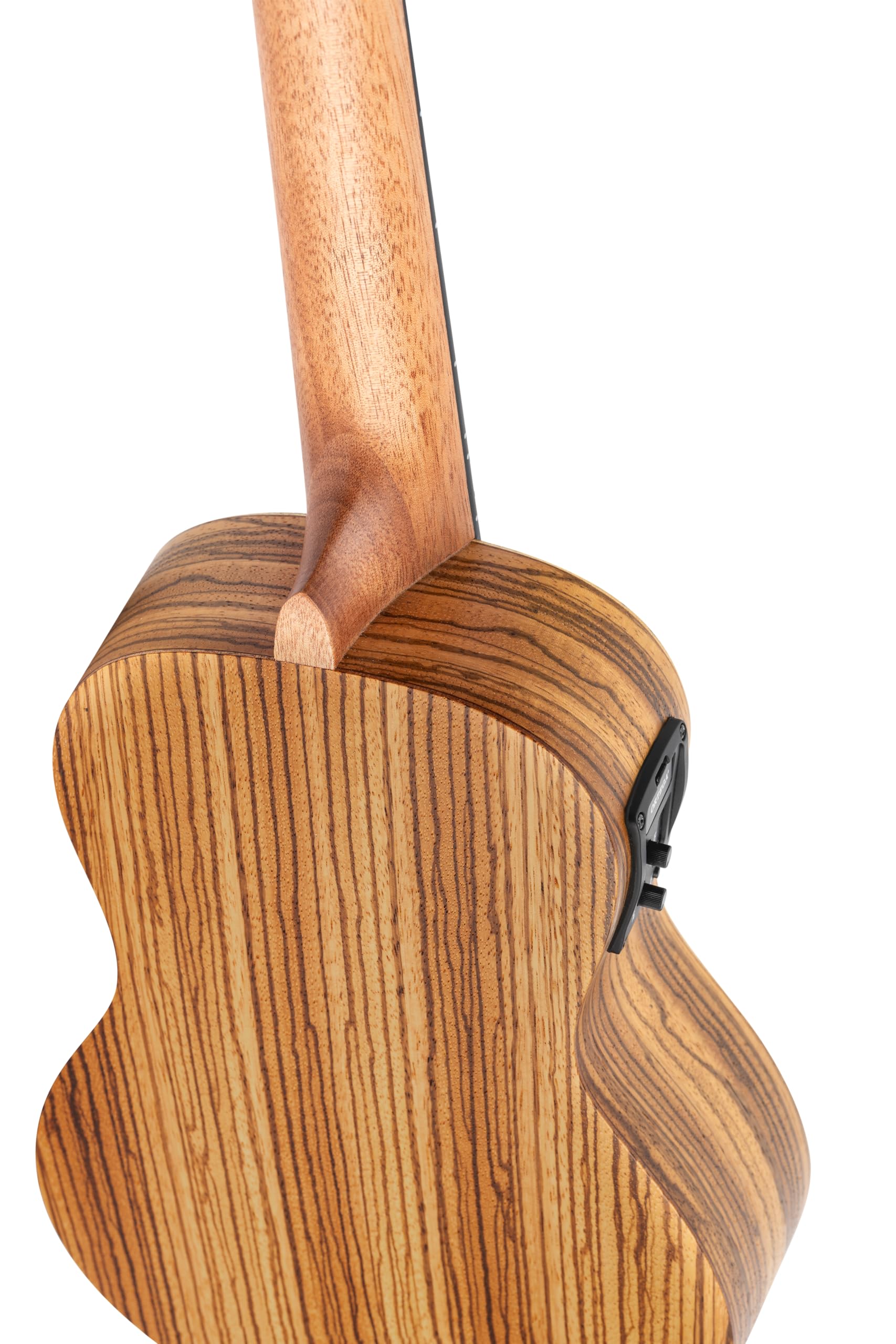 Ortega Guitars Konzert Ukulele Elektro-Akustisch – Timber Series – Inklusive Gigbag – Zebrano, Natur (RFU11ZE)