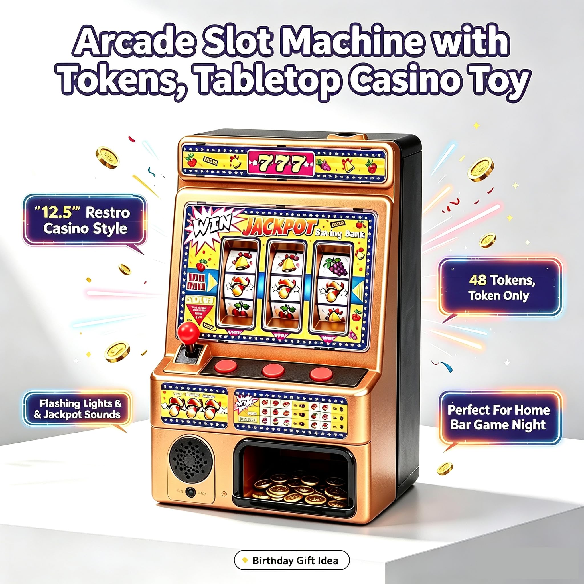 Amazon.co.jp: Trisquirrel レトロスロットマシン トークン付き 卓上
