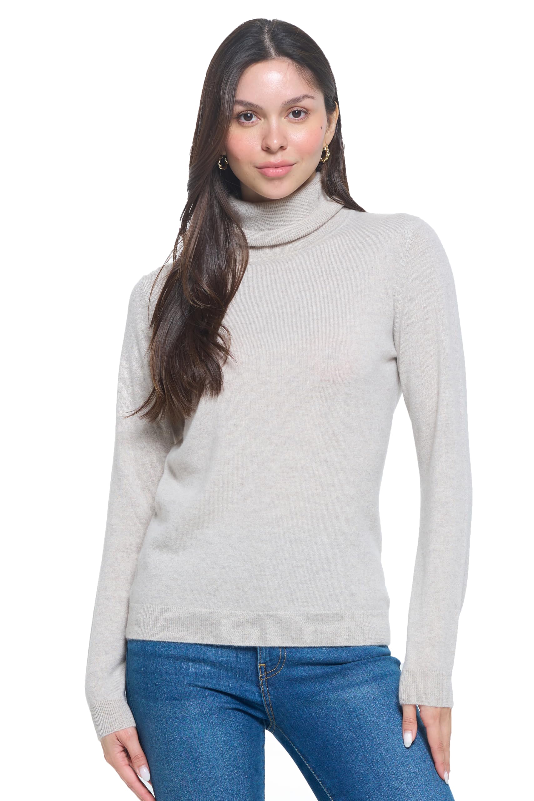 Mariyaab Women's 100% Cashmere Soft Long Sleeve Turtleneck