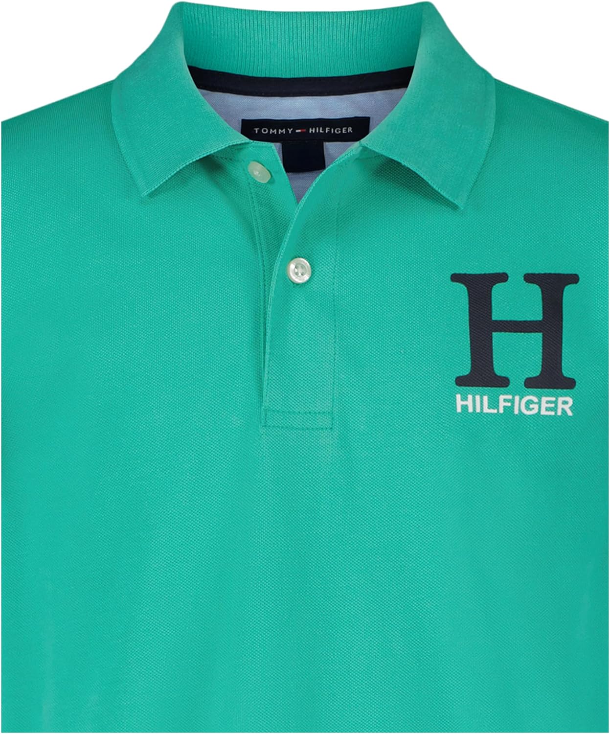Tommy Hilfiger Boys Short Sleeve Premium Pique Polo Shirt, Button Closure, Soft & Comfortable