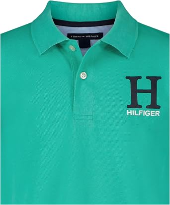 Tommy Hilfiger Boys Short Sleeve Premium Pique Polo Shirt, Button Closure, Soft & Comfortable