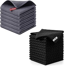 Kitinjoy 100% Cotton Kitchen Dish Cloths (6 Pack,12 X 12 Inches, Dark Grey) Microfiber Cleaning Cloth (12 Pack 12 x12 Inches, Black)