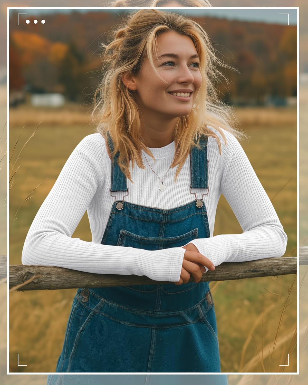 4 Pack Women's Ribbed Long Sleeve Shirts with Thumb Holes Cotton Crewneck Slim Fit Tops Knit Casual Basic T-Shirts - Image 3