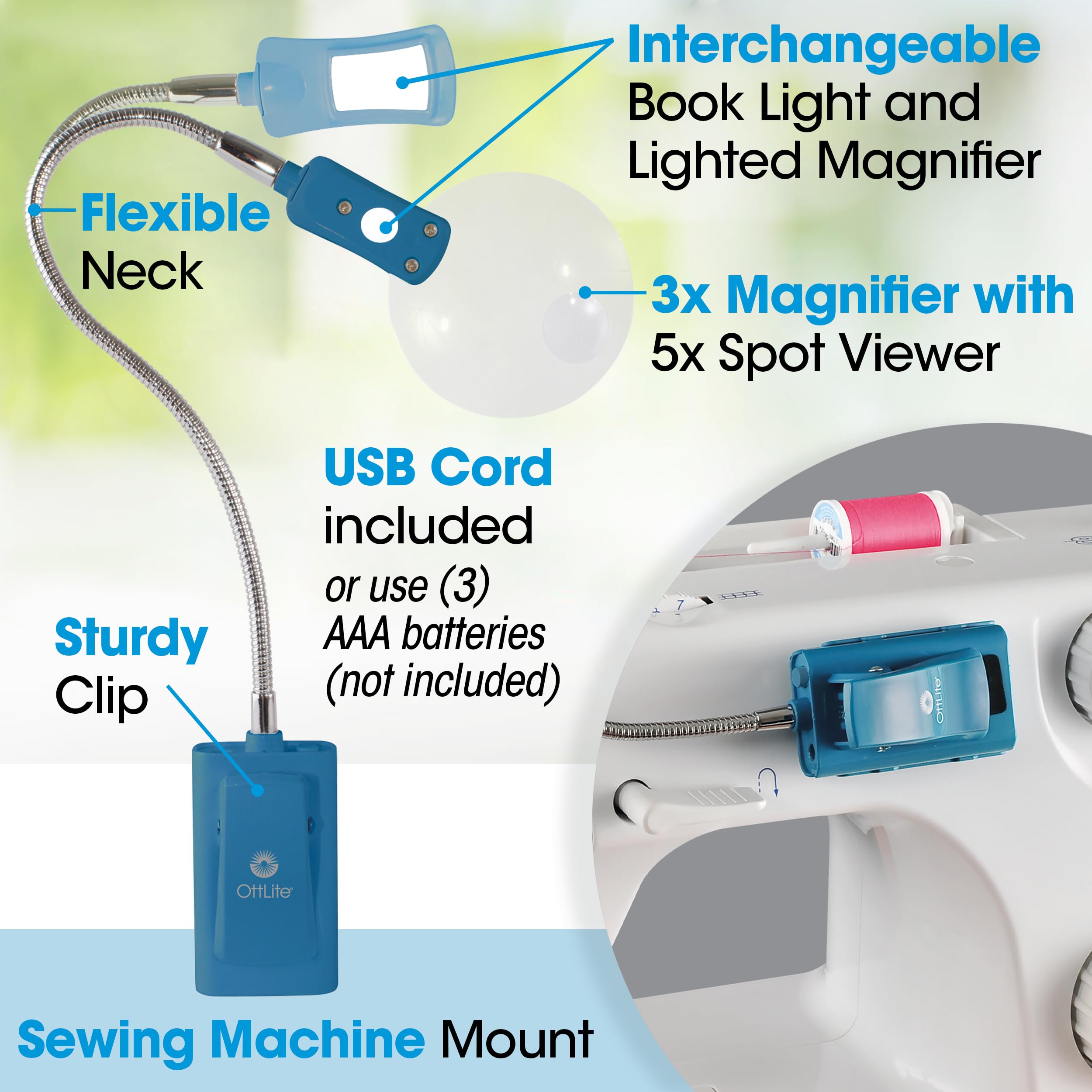 OttLite LED 2 in 1 Sewing Machine Light | Clip Lamp, Sewing