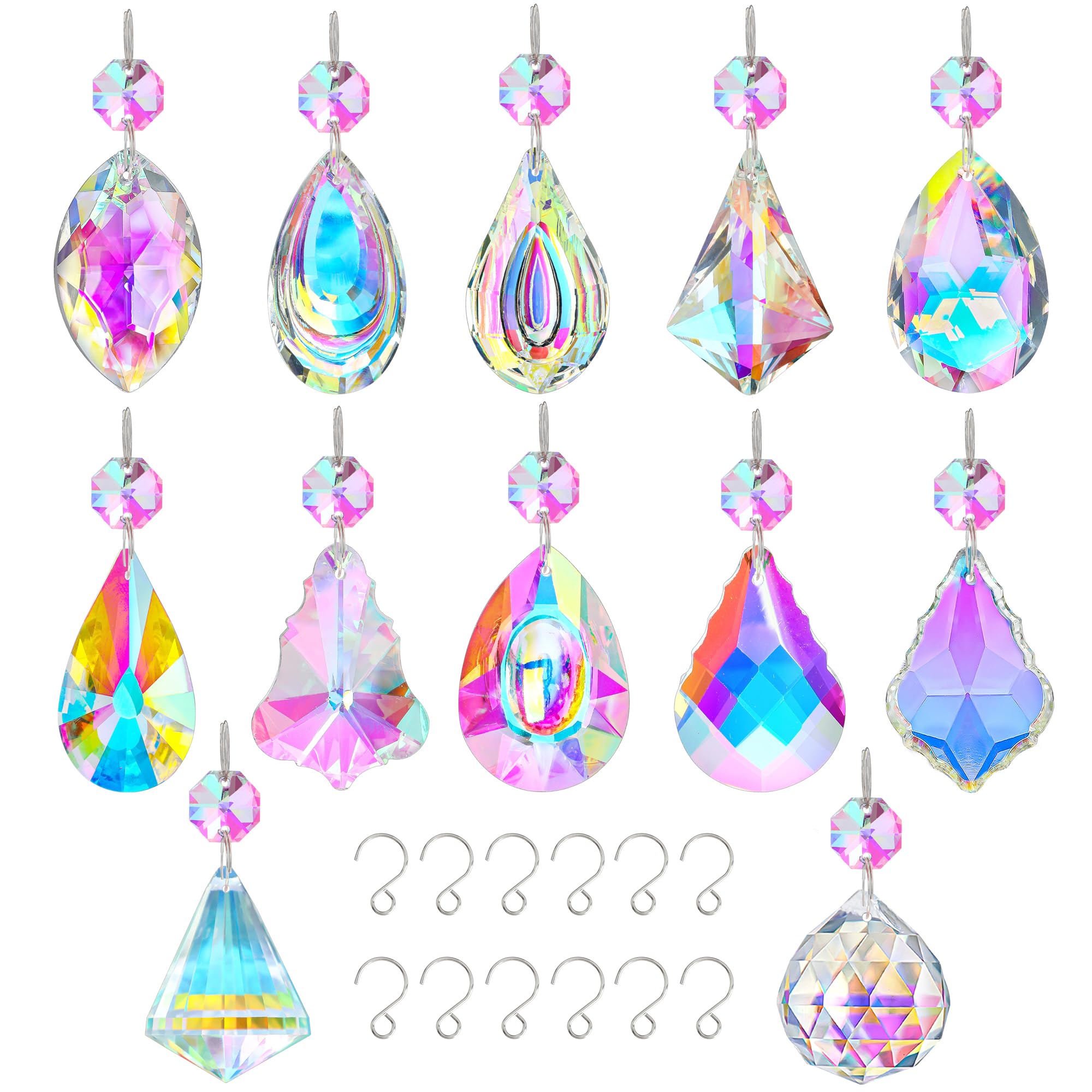 Kristallprismen Kronleuchter abgerundete Birne Ornament Anhänger Kristall Perlen Hängende Glaskristall Kronleuchter Prismen für Hochzeit Party Baum Girlanden Dekoration DIY Schmuck