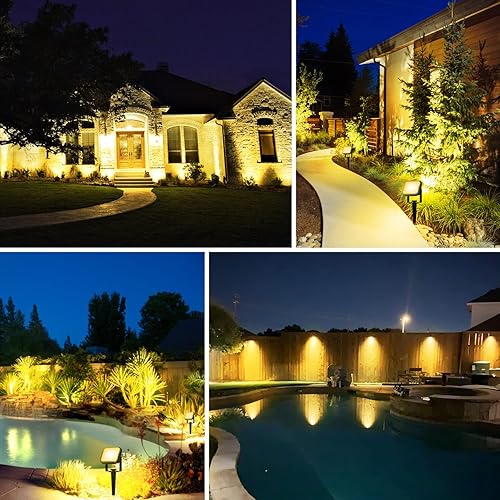 Miniatura 7 de T-SUN Focos solares para exteriores, luces blancas cálidas, luces solares para paisaje, IP65, impermeables, luz solar, encendidoapagado automático