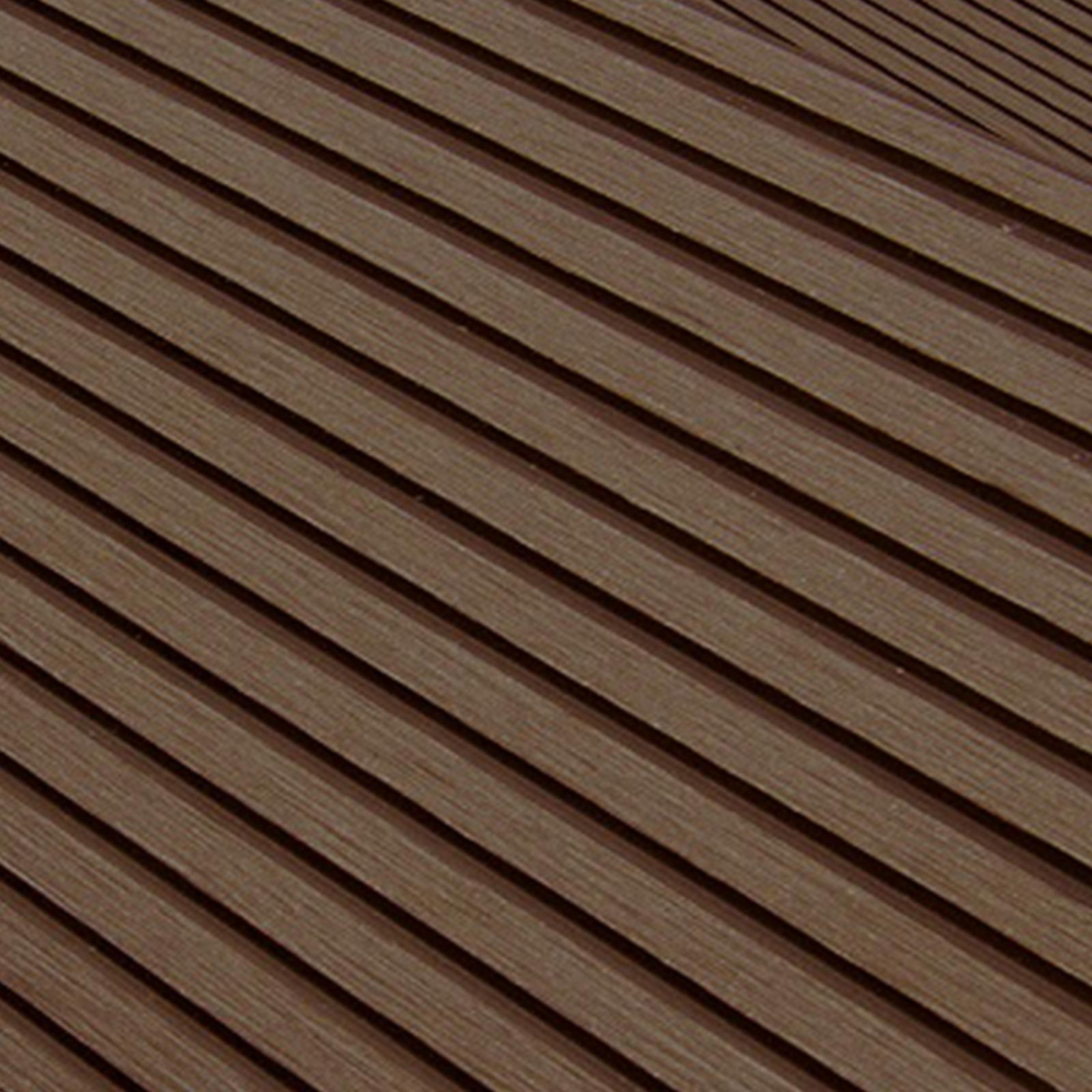 WPC Terrassendielen Massiv Dielen - Komplett-Set Dunkelbraun | 10 m² (5m x 2m) Holz-Brett Dielen | Boden-Fliesen + Unterkonstruktion & Clips | Balkon Boden-Belag + rutschfest + witterungsbeständig