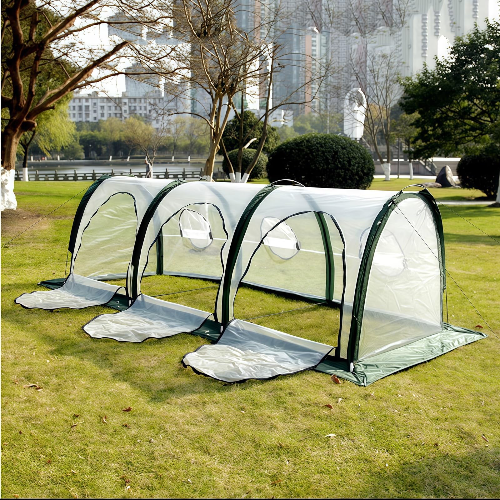 Mini véranda de Jardin, Mini Serre Tunnel, Serre à tomates, Protection UV, 2/3 Portes, Porte zippée(Two Doors)