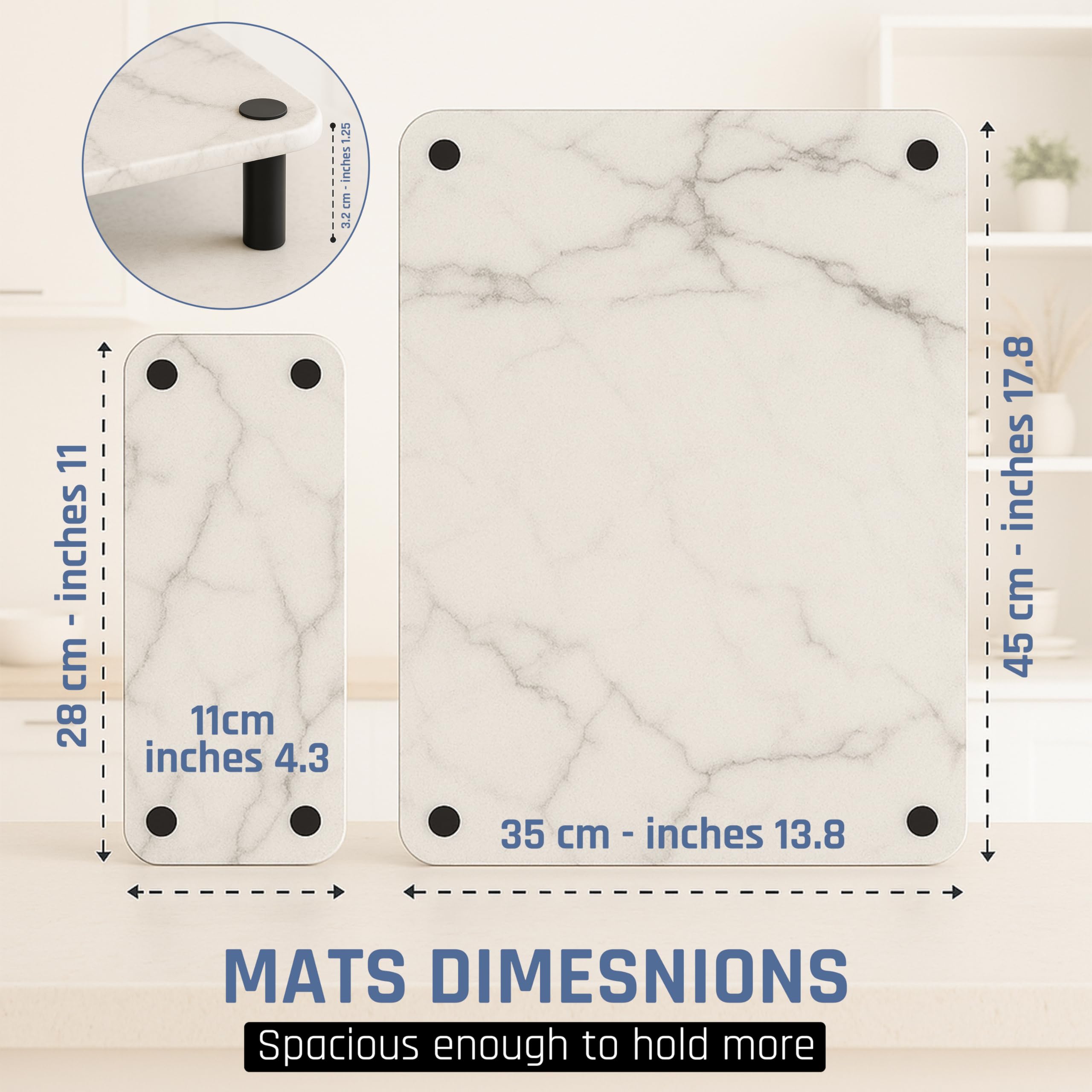 Large Stone Drying Mat for Kitchen Counter 17.8