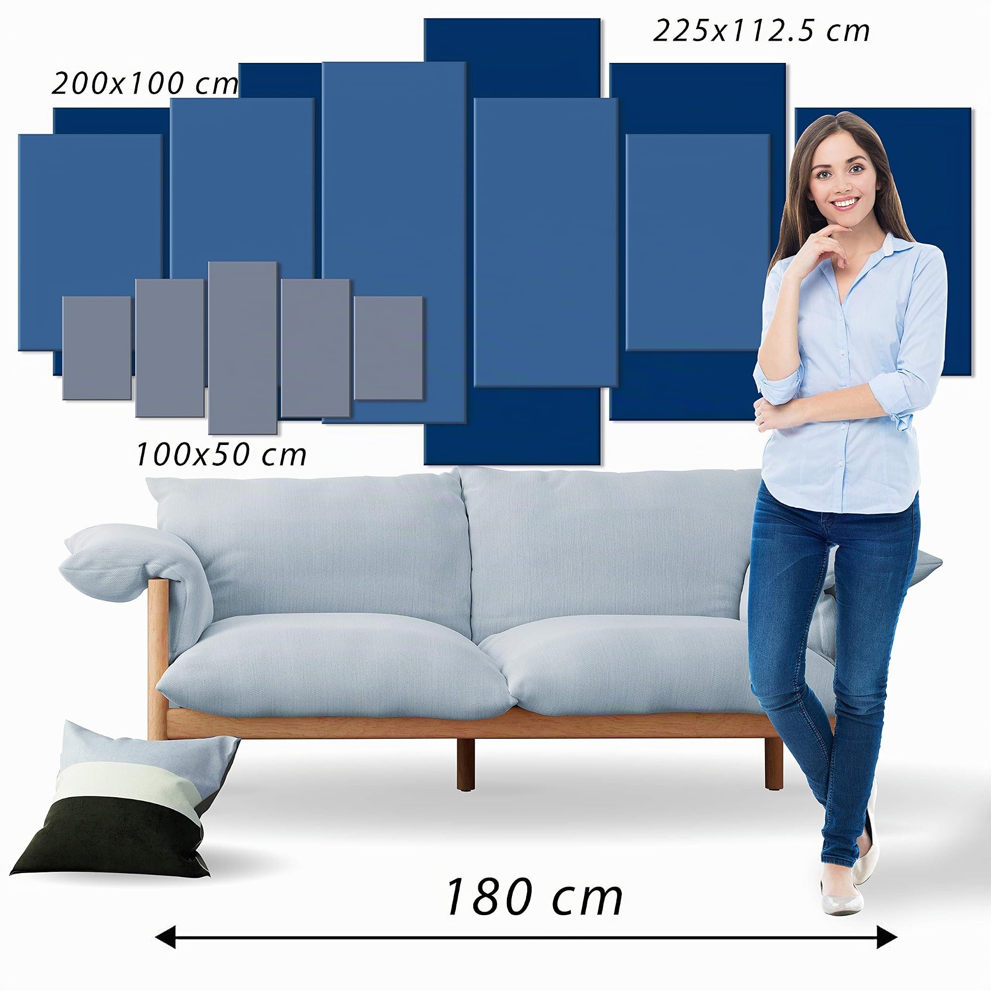 Cuadros B&D XXL - Cuadro en Lienzo New York City 225x112 cm Impresión de 5 Piezas Material no Tejido decorativo Cuadros Grandes Para Dormitorios Impresión de Pared Noche Nueva York d-A-0022-b-n