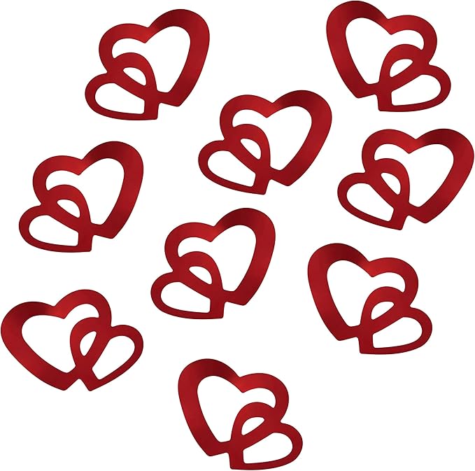 Oblique Unique® Decorative Double Red Heart Confetti Silver, Gold