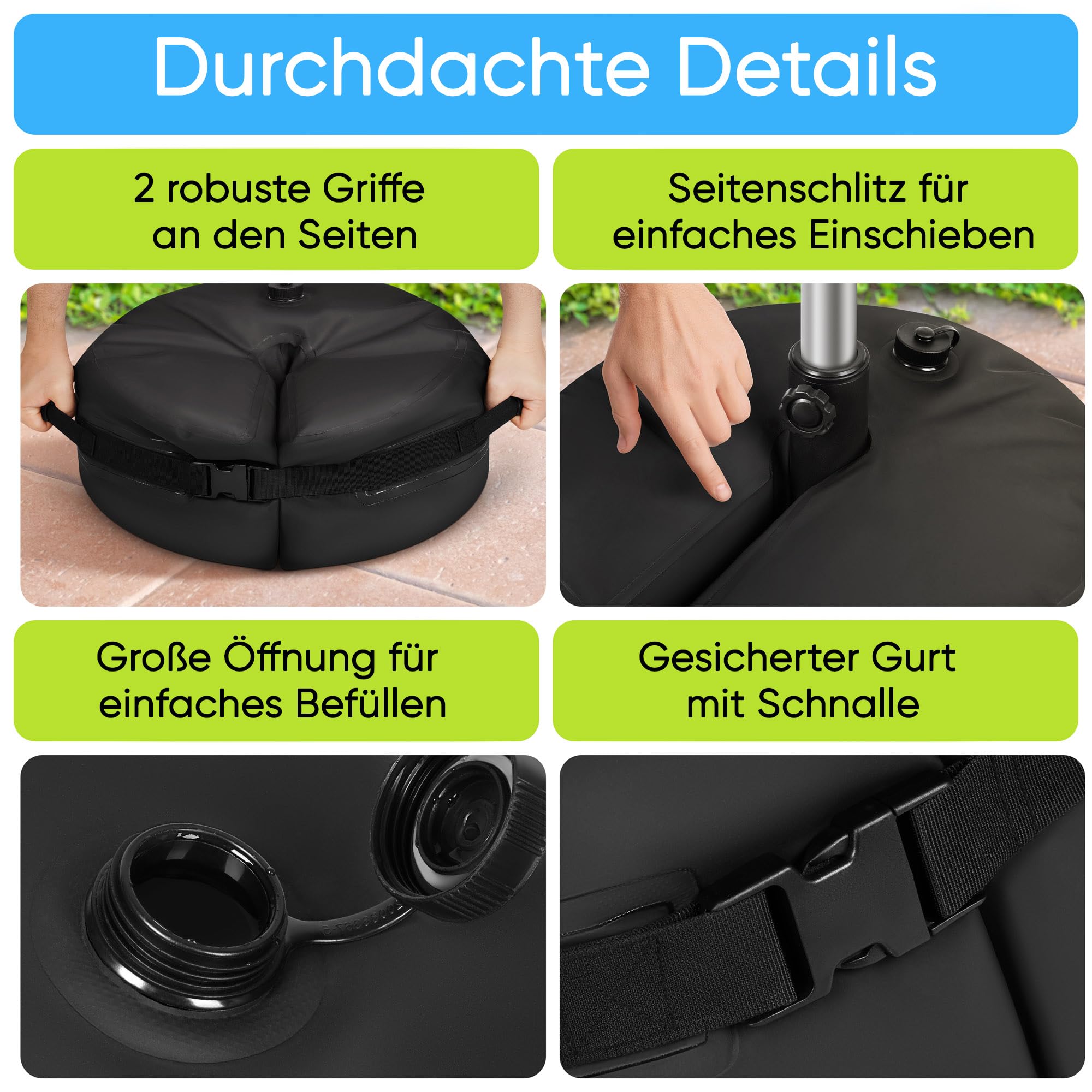 Rhino BaseMate Schirmständer Gewicht, schwarz - Schirmständer Freischwinger Wassersack