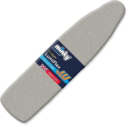Minky Homecare SureFit - Funda y almohadilla para tabla de planchar súper suaves con revestimiento reflectante de calor LumiFlex - Parte trasera de
