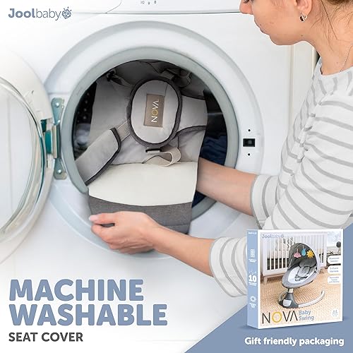 Miniatura 6 de Jool Baby Nova Swing para recién nacidos, columpio eléctrico motorizado para bebés, música Bluetooth, 10 melodías preestablecidas, control remoto