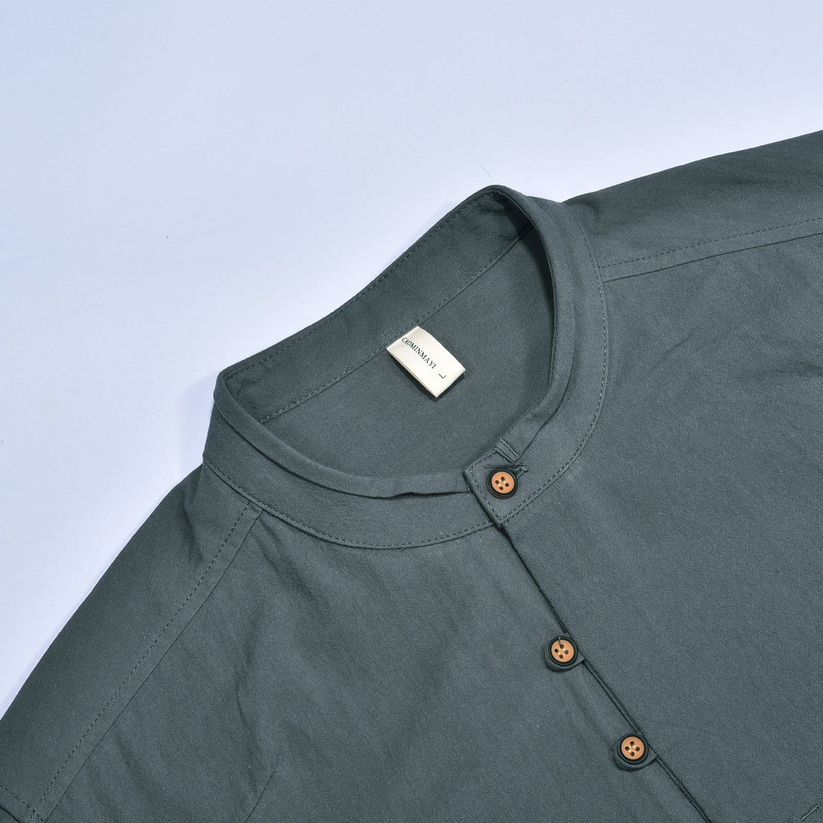 Générique Camicia da uomo a maniche lunghe con colletto alto elegante per abbigliamento professionale quotidiano confortevole e traspirante
