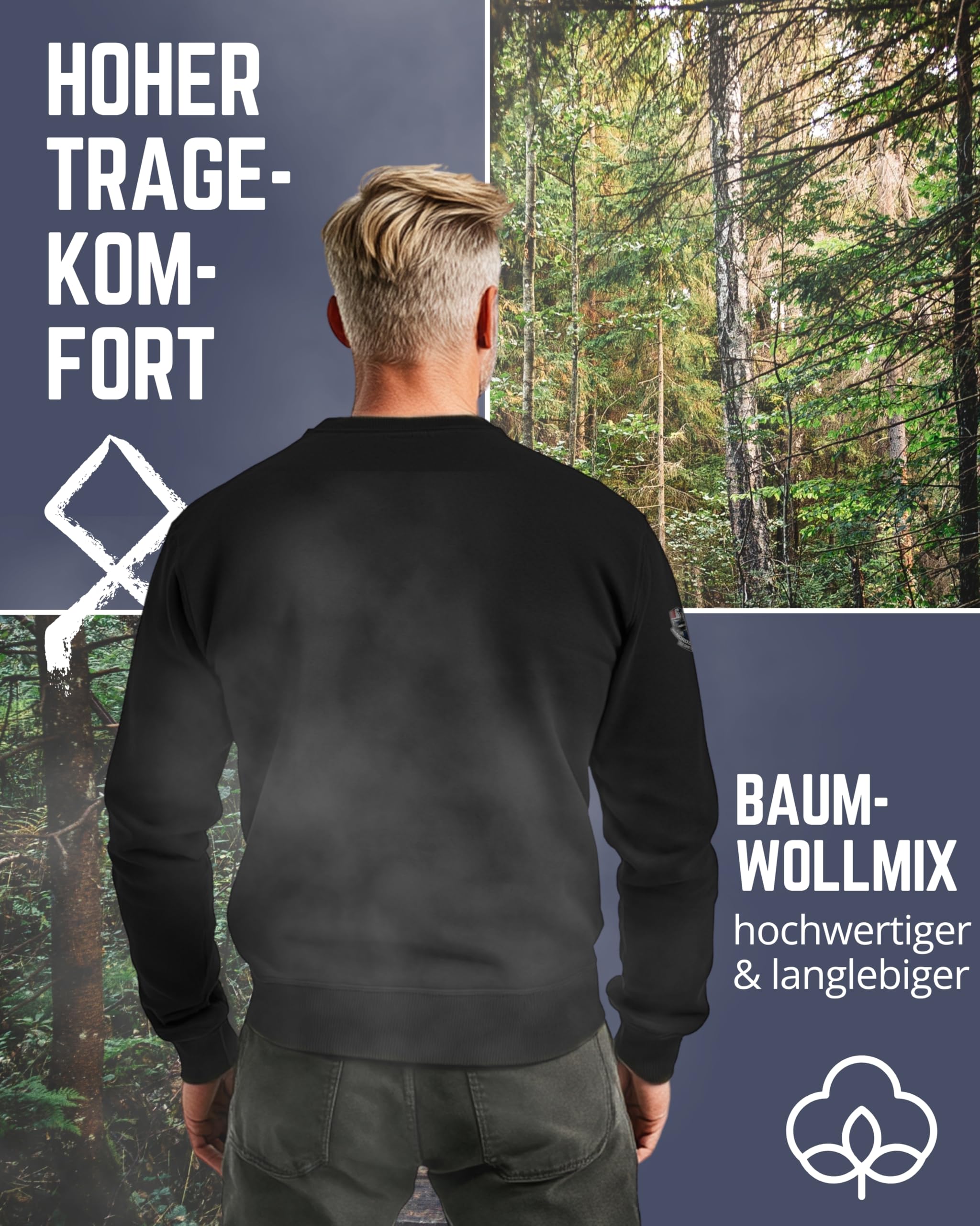 NORDGARD Viking Sweatshirt Nordisk I Pulli aus 80% Baumwolle & 20% Polyester I Wikinger-Sweater mit Brustdruck I Ideal für Freizeit & Sport I Oeko-TEX Zertifiziert