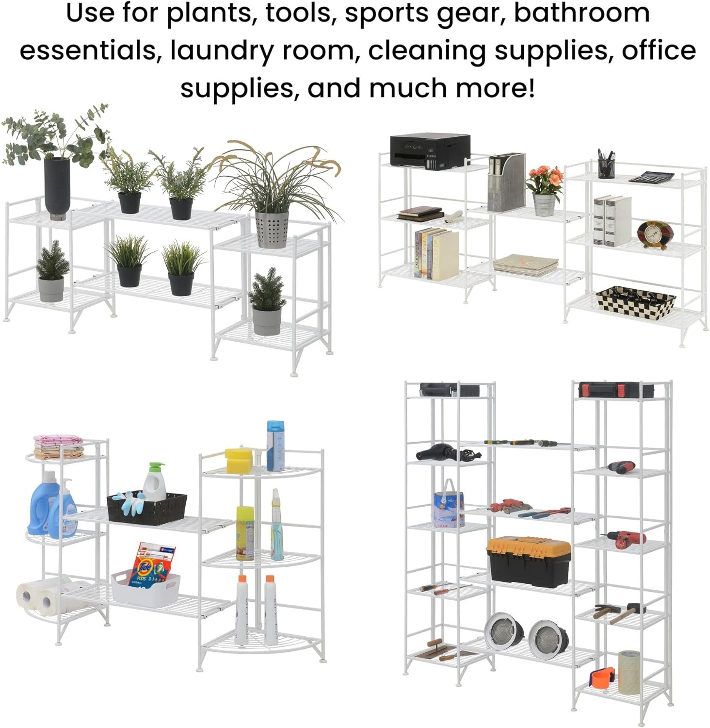 White Powder-Coated Metal Storage Shelf Extension Set, 25.5"