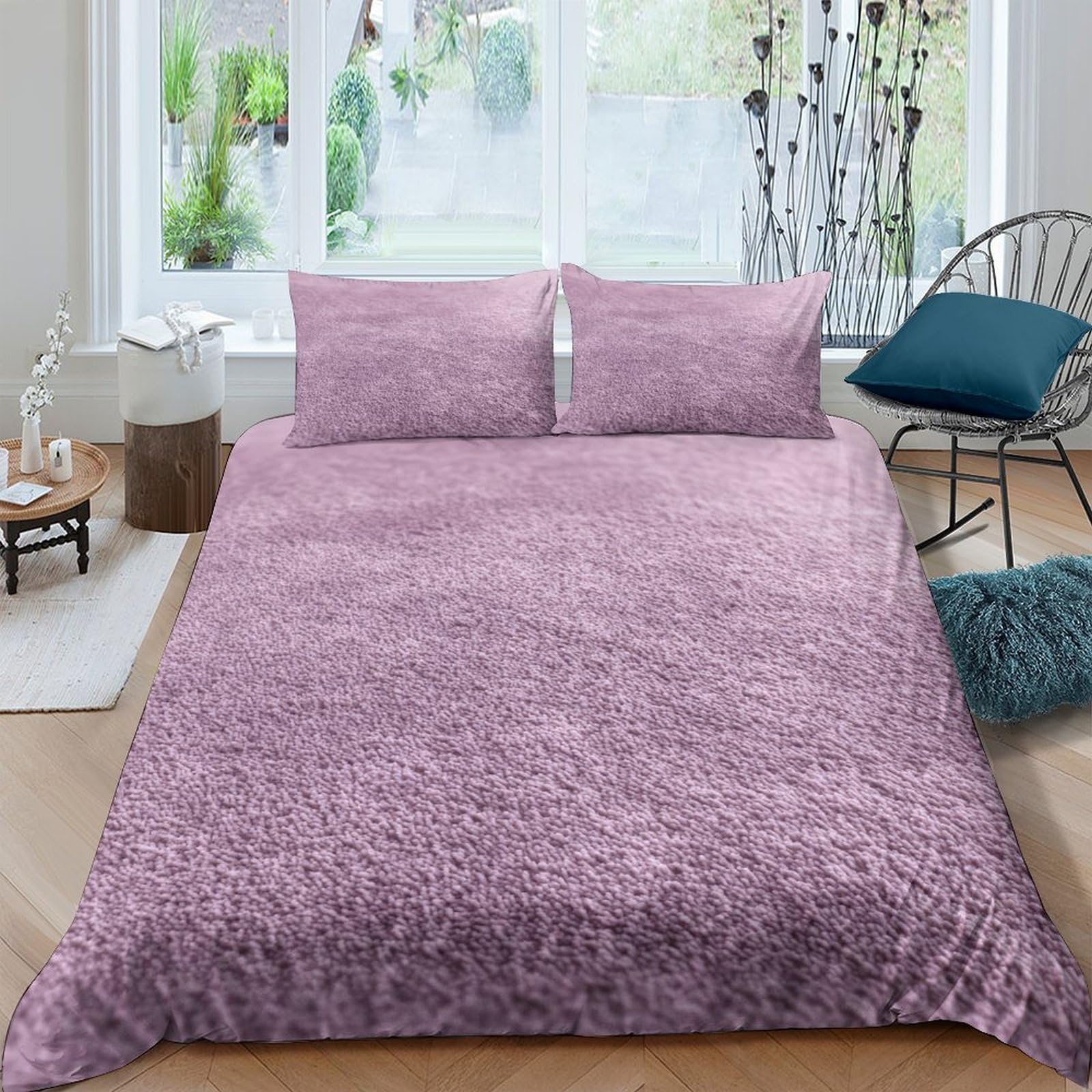 Housse pour couette microfibre 220x240cm violette avec taie d'oreiller 3D