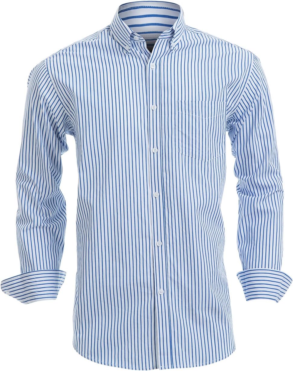 Double Pump Mens Button Down Shirts Cotton Long Sleeve Shirts Regular Fit