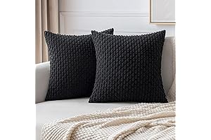 MIULEE 20x20 Black Corduroy Pillow Covers (Set of 2)