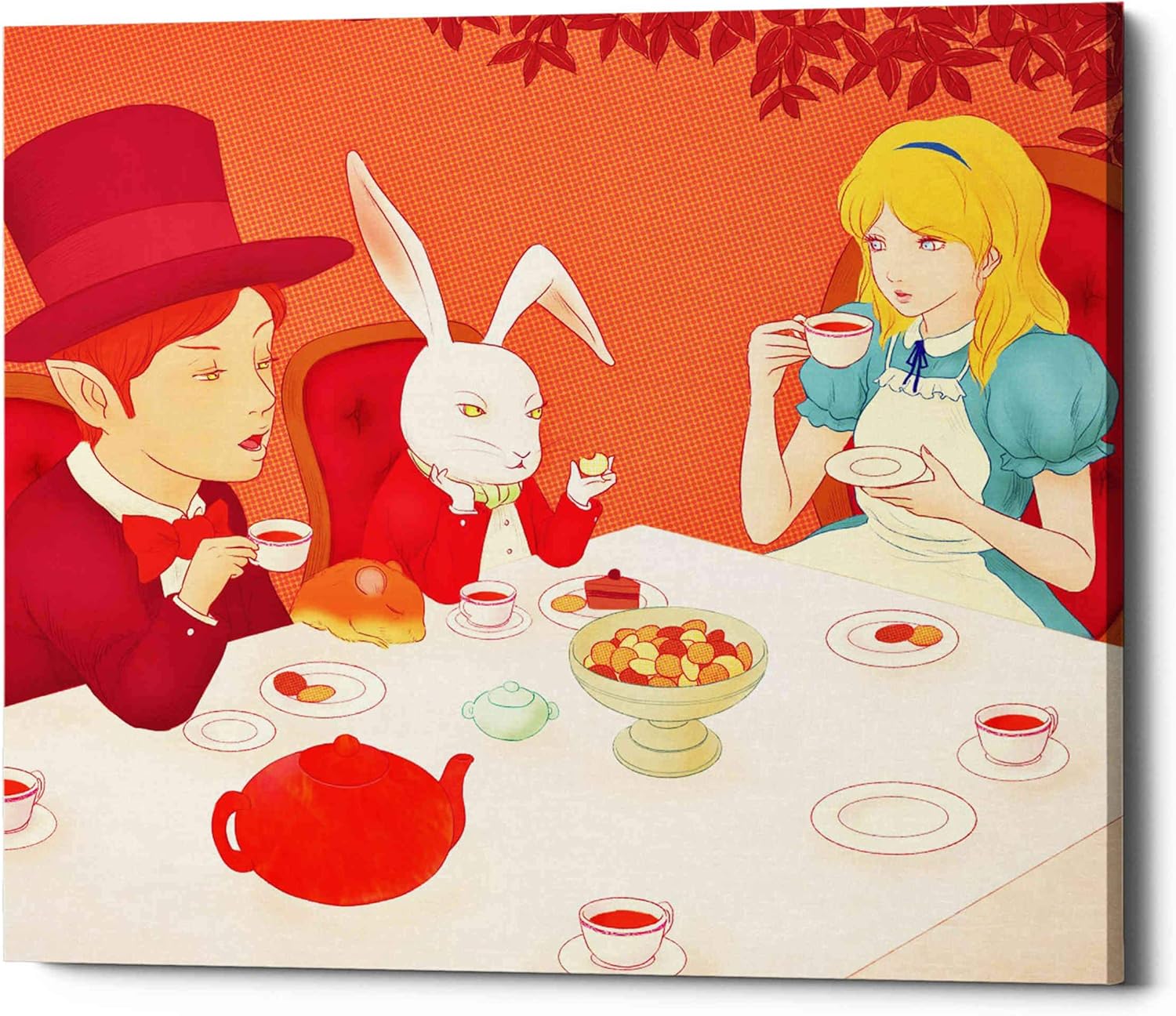 Epic Graffiti 'Alice's Tea Party' by Sai Tamiya, Canvas Wall Art, 18"x16"