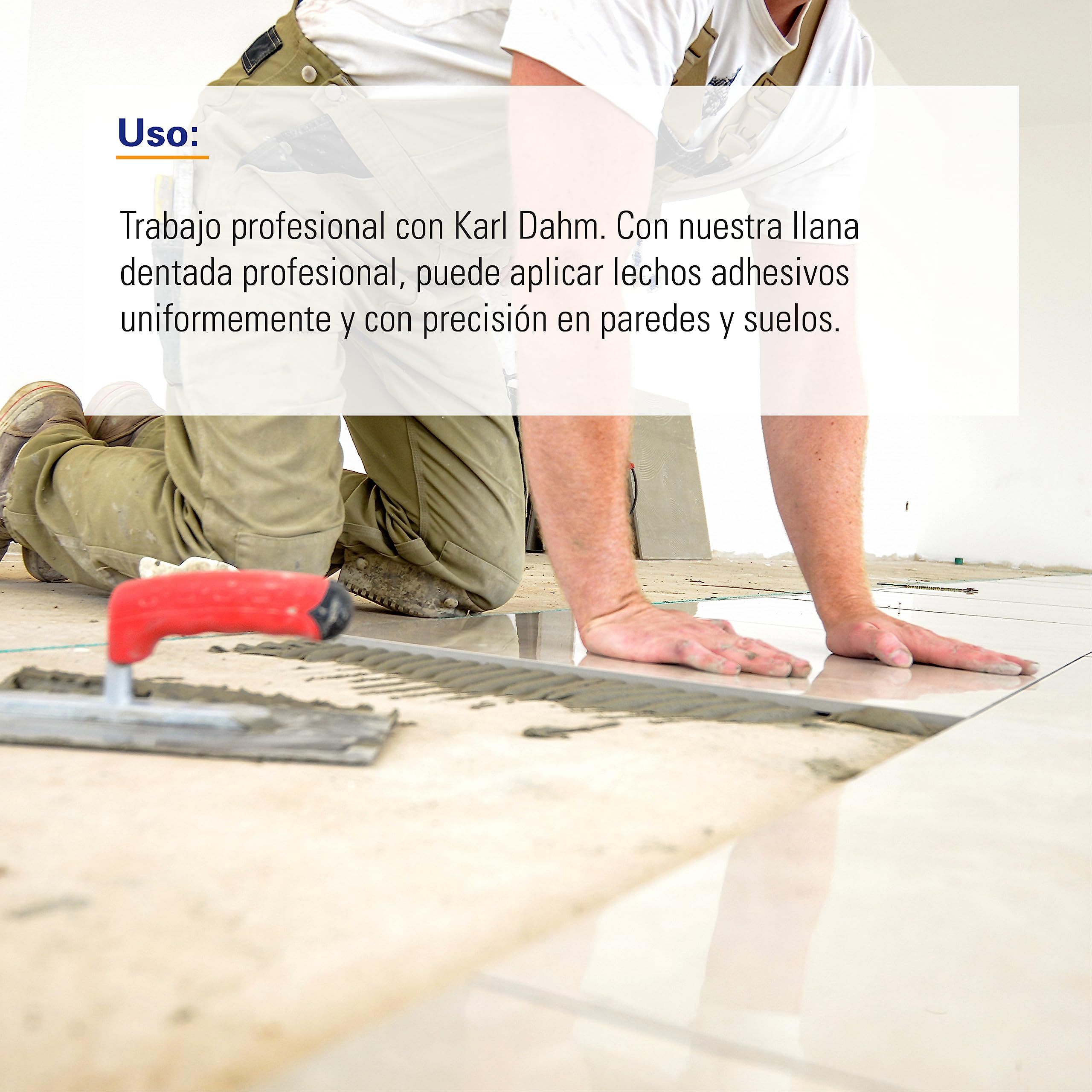 Karl Dahm Llana Dentada de Mango Suave 20mm I Llana para Baldosas Acero Inoxidable con Muescas 20mm I Empuñadura Blanda y Ergonómica para Fácil Aplicación de Adhesivos, Herramienta Profesional – 11653