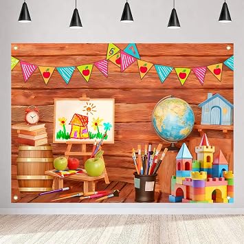 Welcome Back to School Backdrop, First Day of School Classroom Decorations Backdrops for Photography Back to School Banner Photo Booth Props 7X5ft
