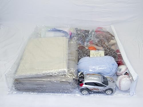 Miniatura 3 de Oreh Homewares Paquete de 4 bolsas de almacenamiento cuadradas de vinilo resistente con cremallera debajo de la cama (transparente) para suéteres,