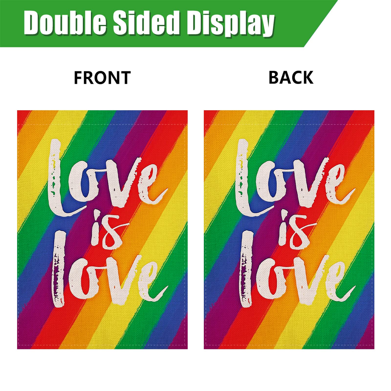 Love Is Love! Regenbogen-Schmetterling Gartenflagge – Doppelseitig Bedruckt, 12 X 18 Zoll – LGBTQ+ Deko Für Draußen