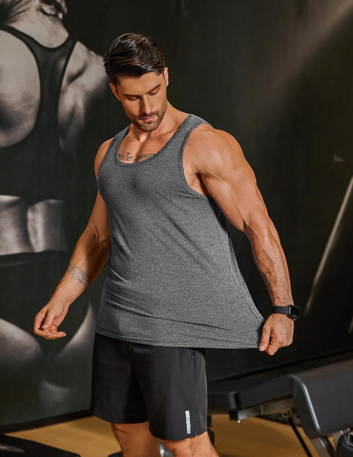 COOFANDY Mens Cotton Tank Tops Workout Summer Sleeveless Muscle Gym Shirts Athletic Beach Tee Shirt Pack - Image 3