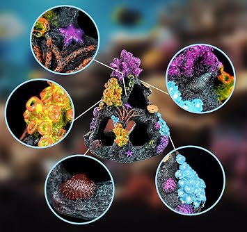 Fish Tank Decorations, Coral Reef Aquarium Decor Ornaments, 2 Aquarium Plants for Fish Tank Decoration Accessories