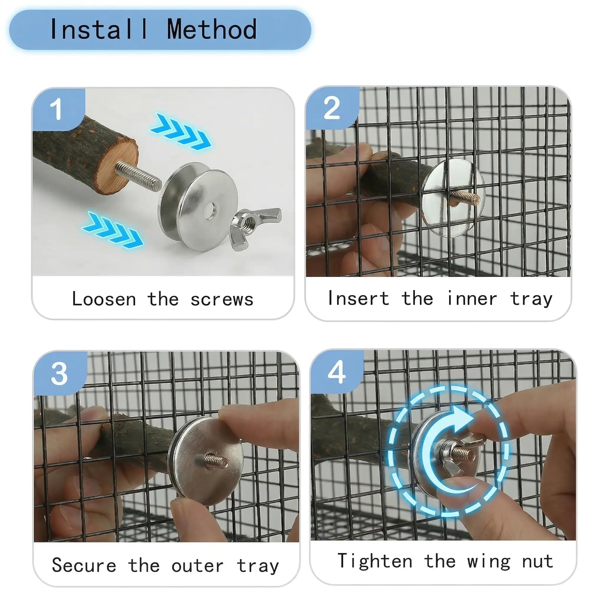 8 accesorios de madera natural para jaulas de pájaros: columpio para pájaros, perchas, plataforma y palos de uva, juguetes de escalada para periquitos, cacatúas, conures, tortolitos, periquitos