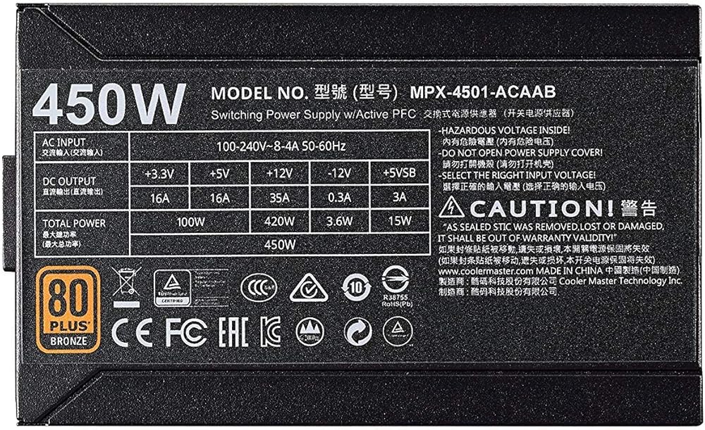 Cooler Master MWE 550 Bronze, 80+ Bronze Certified 550W Power Supply thumbnail 5