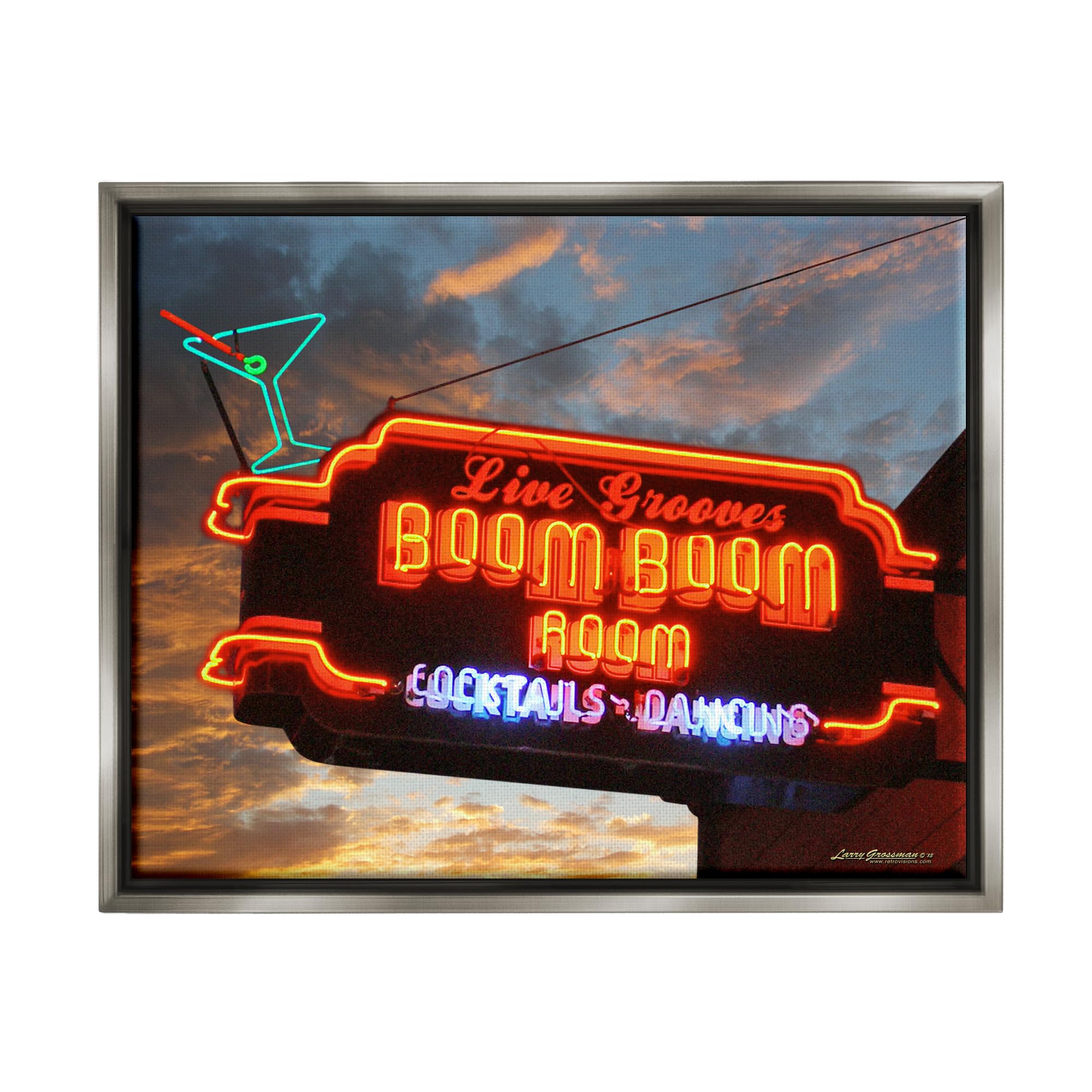 Stupell Industries Boom Room Cocktail Bar Framed Floater Canvas Wall Art by Larry Grossman