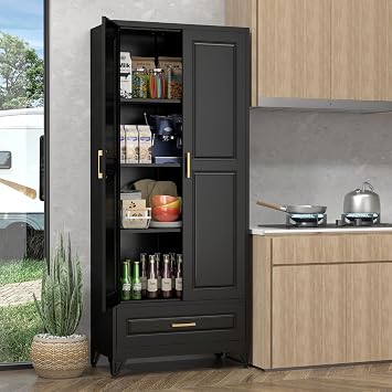 UNICOLY Pantry Kitchen Cabinet with Drawer, 75" Tall Pantry Storage Cabinet