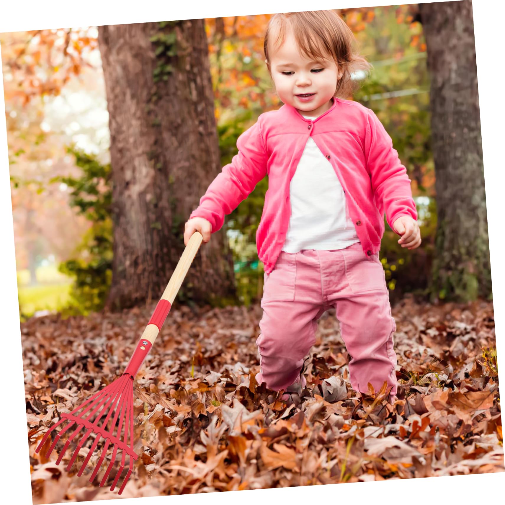 UPKOCH 4 Piezas Rastrillo de Madera extraíble rastrillo de Juguete portátil Jugar Miniatura Plegable Desmontable púas Herramientas de jardinería para pequeño rastrillo Planchar Rojo