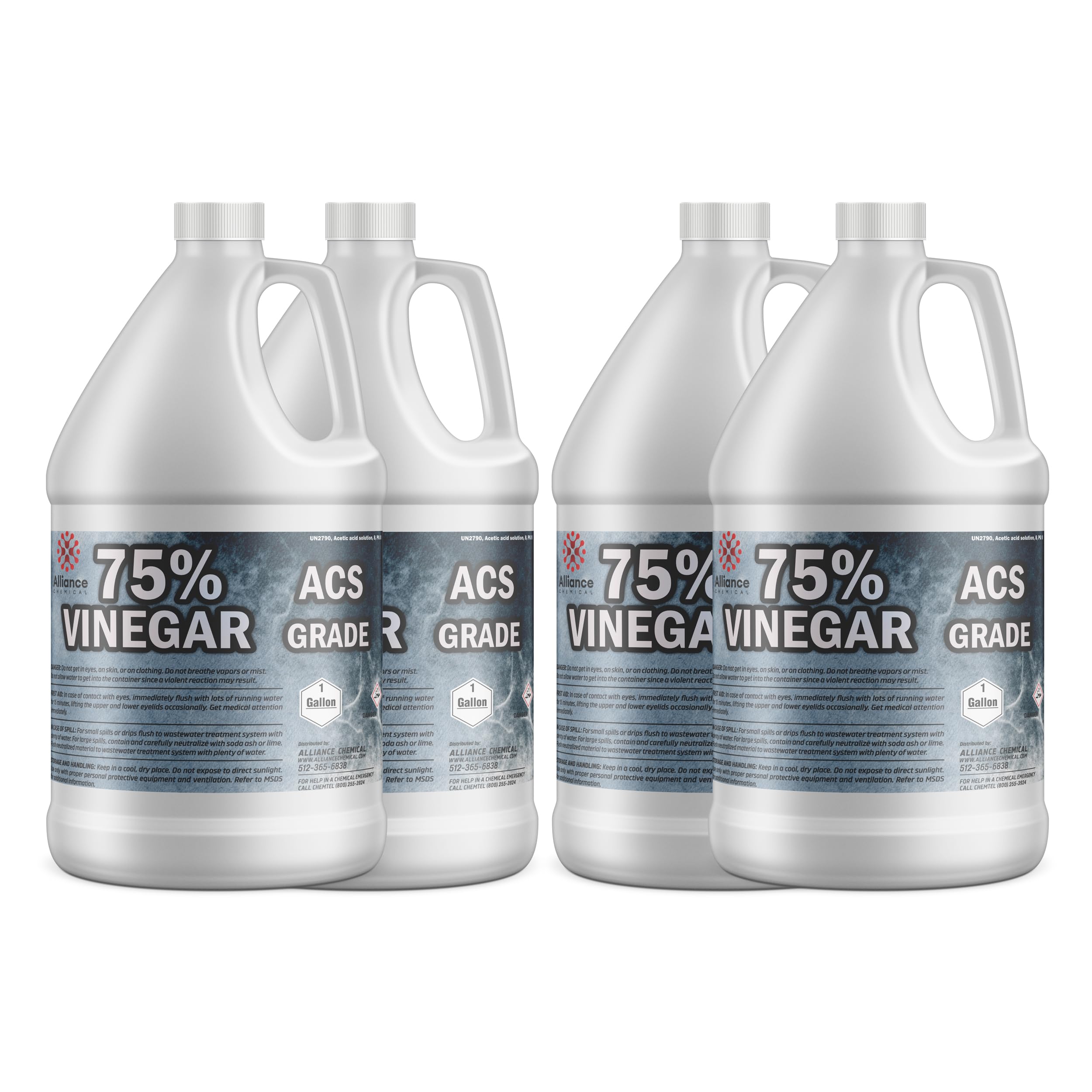 75% Vinegar ACS Grade - 4 Gallon Case - High-Quality Acetic Acid for Industrial and Laboratory Use