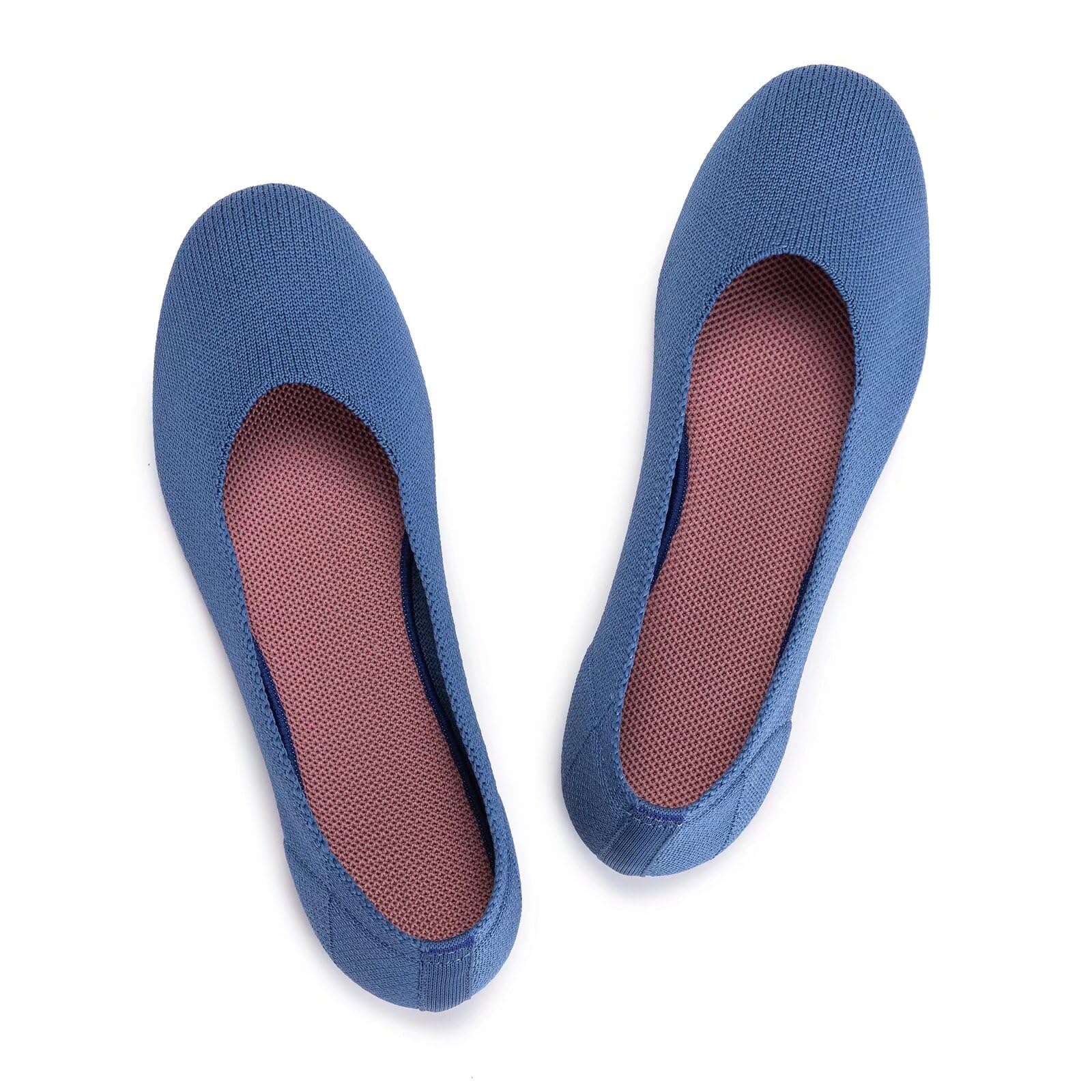 Frank Mully Women’s Ballet Flat Shoes Knit Dress Shoes Round Toe Slip On Ballerina Flats for Woman Low Wedge Comfort Soft