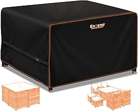 Enzeno garden furniture covers waterproof for outside,125x125x74cm outdoor furniture cover 210D oxford fabric outdoor square table cover with buckle strap,rattan patio cube set covers