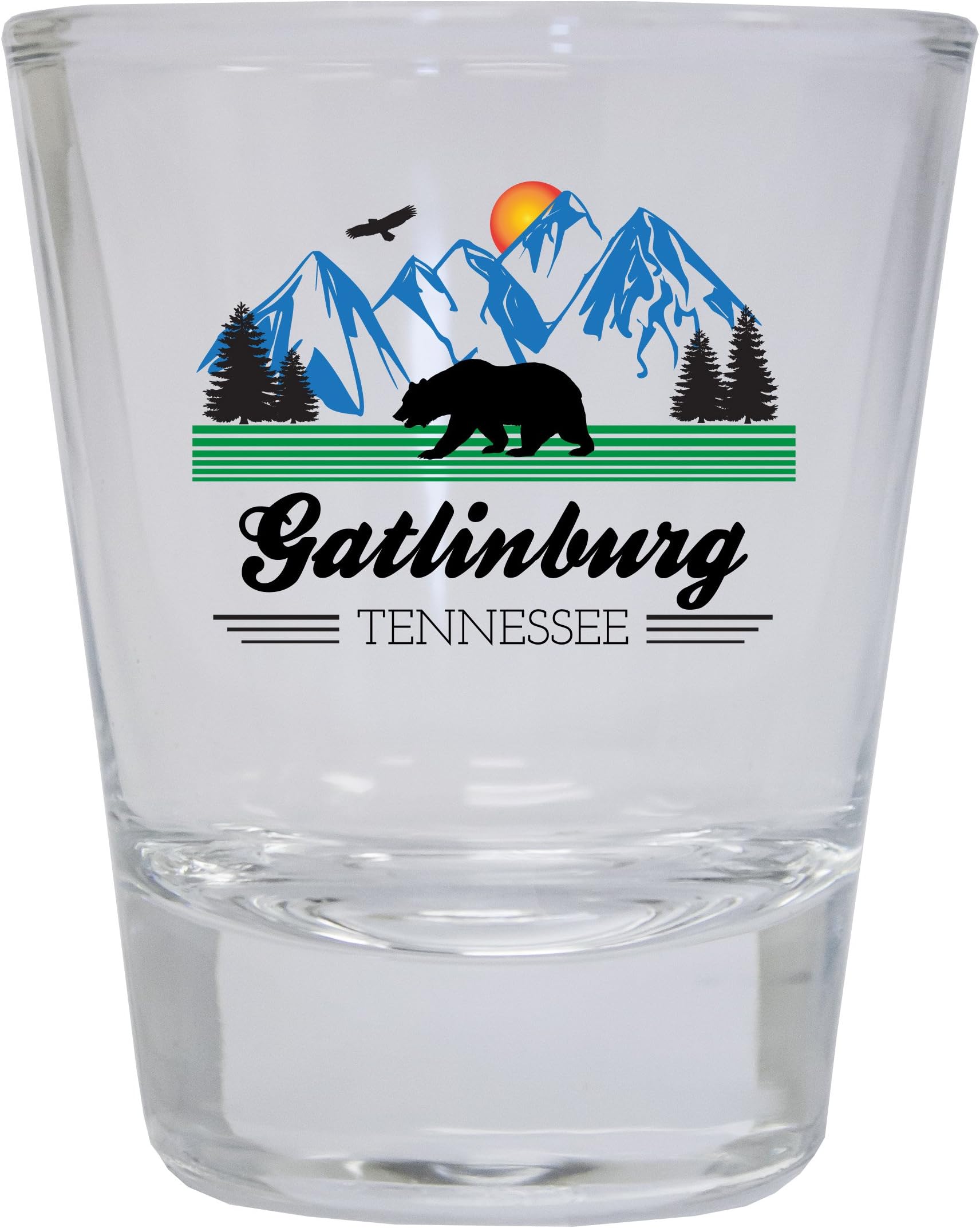 Gatlinburg Tennessee Souvenir Great Smoky Mountains Bear Round Shot Glass