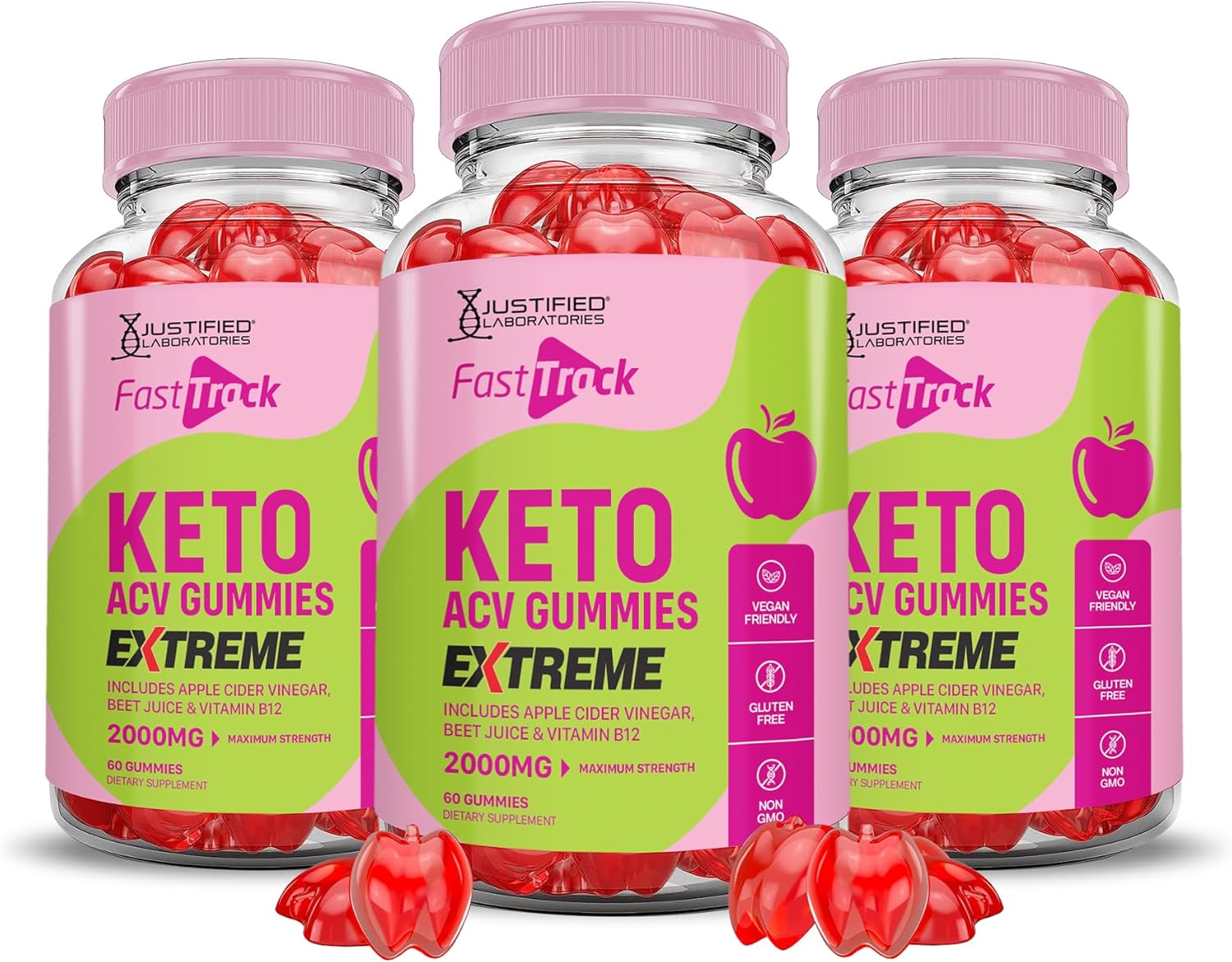 (3 Pack) Fast Track Keto ACV Gummies Extreme 2000MG Fasttrack Keto Gummies Apple Cider Vinegar Formulated with Pomegranate Beet Juice Powder B12 Vegan Non GMO 180 Gummys