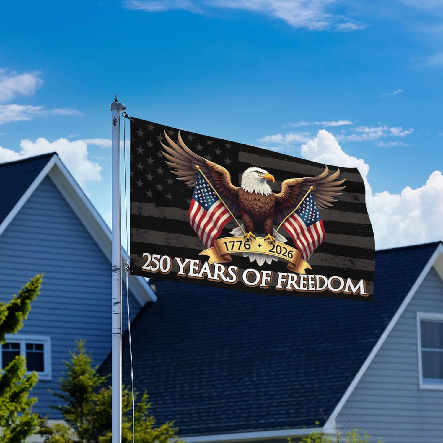 250 Anniversary USA Flag, 3x5 Ft 3-Layer Double-Sided Print & Fade Resistant & Reinforced Brass Grommets, 1776-2026 USA 250 Years of Freedom Flag