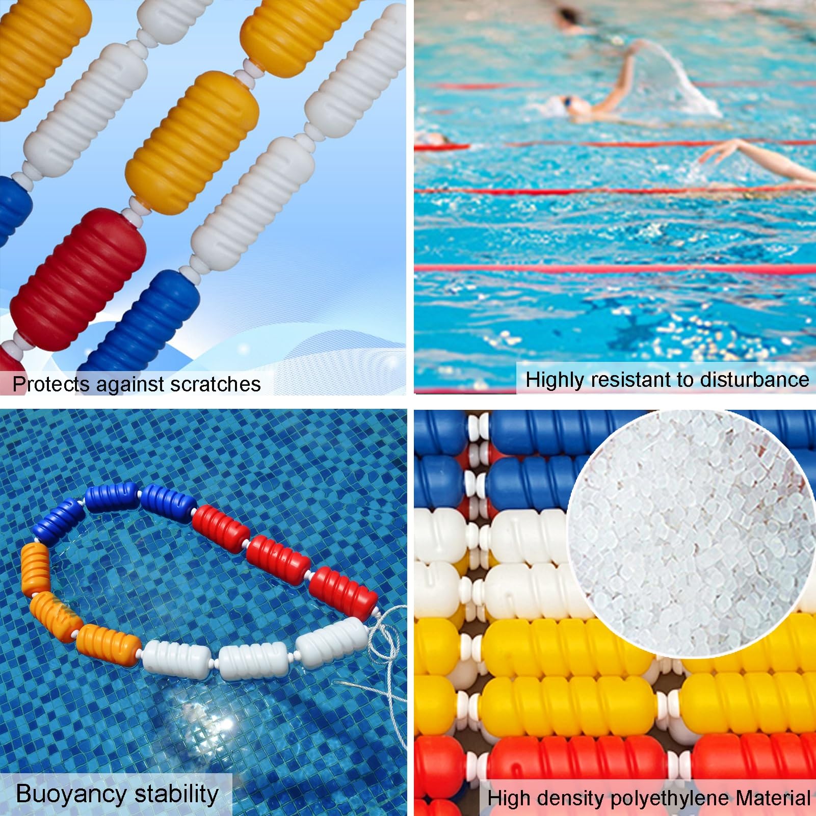 XLIHAWY Swim Lane Floating Rope, Safety Marker Ropes with Floats, Divider Equipment to Divide Swim Race Lanes (Color : White, Size : Steel Wire ropes-10m)
