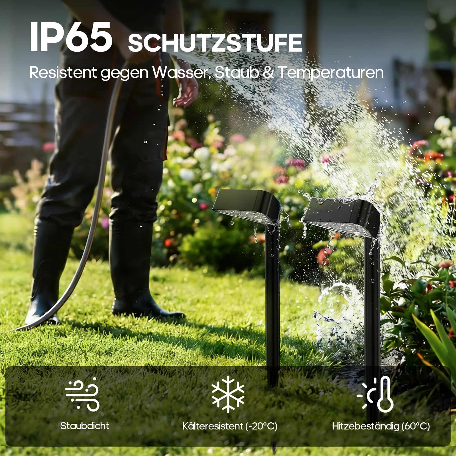 Solarlampen für Außen Garten, 8X15 LEDs Hell Gartenleuchten Solar | 12-14H Lange Laufzeit & Auto On/Off, Moderne Solarleuchten Garten Winterfest für Rasen, Terrasse, Hof, Gehweg, Garten Deko
